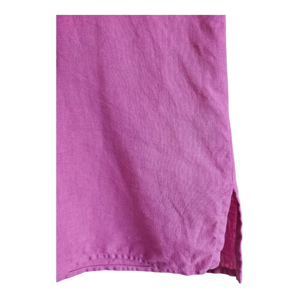 LAUREN RALPH LAUREN Women's L Linen Shirt Magenta Roll Tab Long Sleeve 42" - Picture 4 of 7